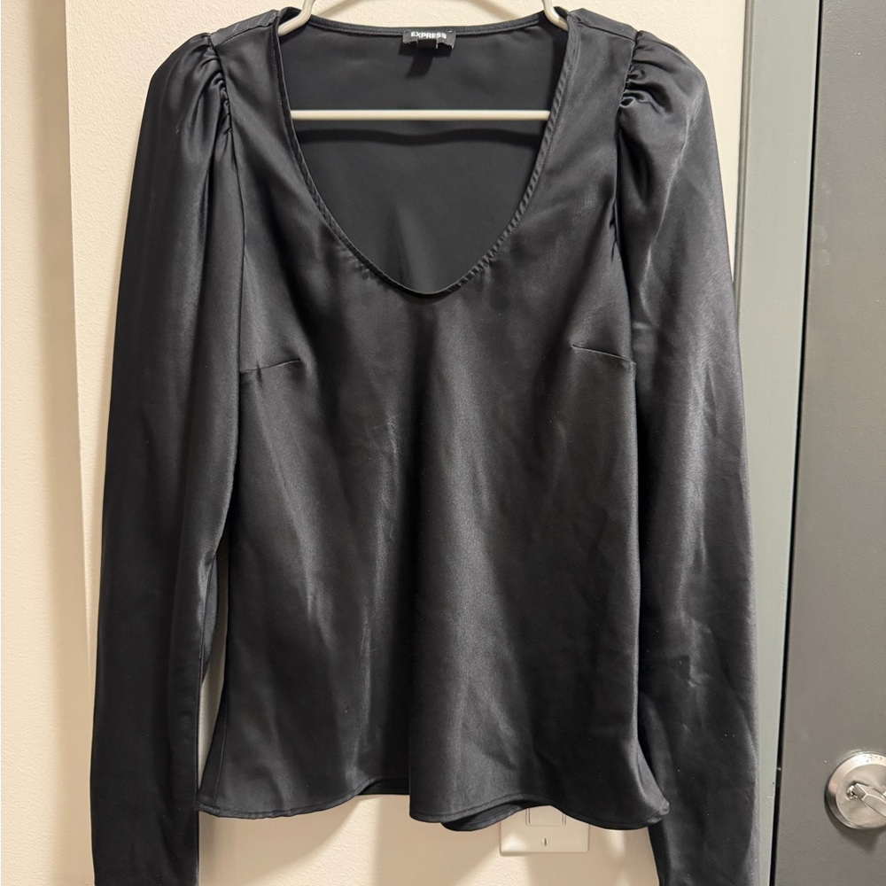 Express Black Satin Blouse